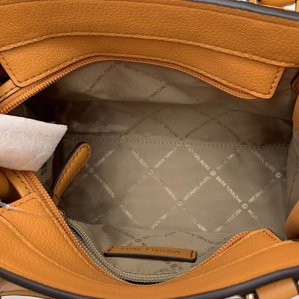 MICHAEL KORS  Hamilton Small Signature Logo and Snake Embossed Satchel Cider